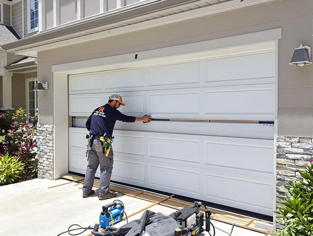 Burbank Garage Door Repair team performing complete garage door replacement at Burbank residence