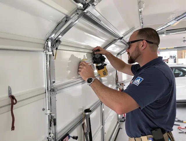 Burbank Garage Door Repair technician quieting a noisy garage door in Burbank