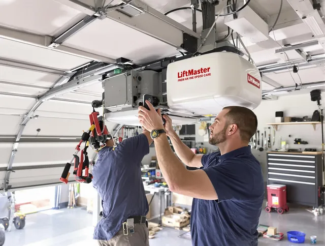 Burbank Garage Door Repair technician performing advanced diagnostics on garage opener in Burbank