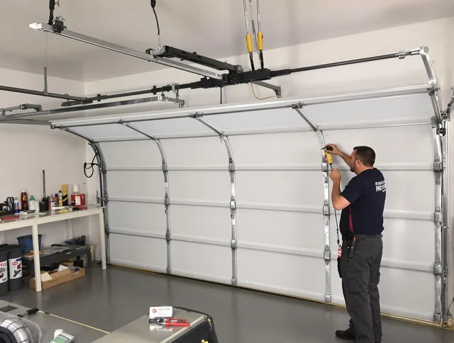 Burbank Garage Door Repair certified technician performing overhead door system repair in Burbank