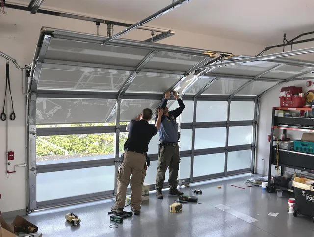 Burbank Garage Door Repair expert performing precise panel replacement on Burbank garage door